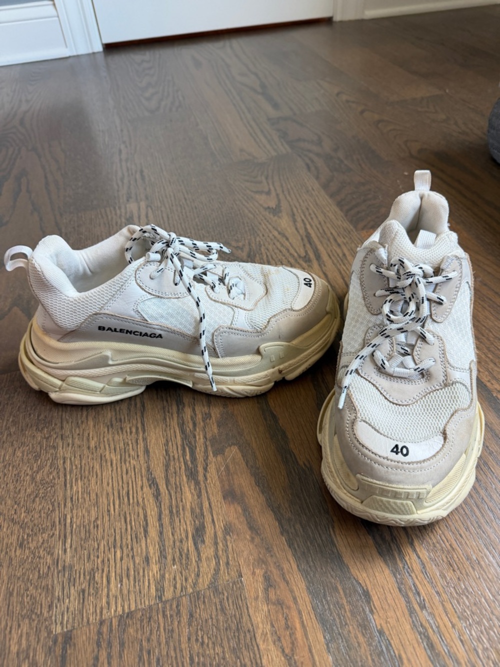 Balenciaga Triple S Chunky Sneakers in Off-White and Cream - Picture 4 of 6